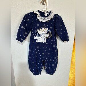 Healthtex Navy Angel Print Footie